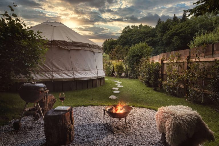 Glamping Somerset The Yurt Retreat And, Glamping With Fire Pit And Hot Tub