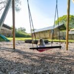 Swings outside safari tent valleyside Escapes Devon