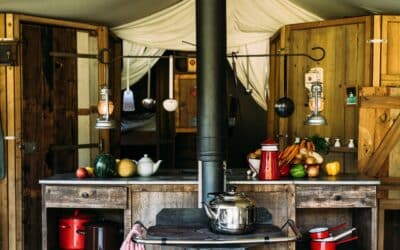 Inside a Safari Tent at Feather Down Farms