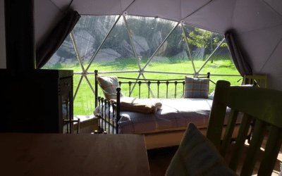 View out of Geo Dome at Inver Coille Highlands of Scotland
