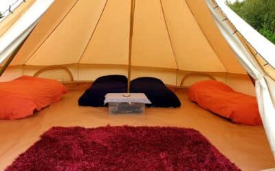 Inside a Bell Tent Wood View Farm Kent
