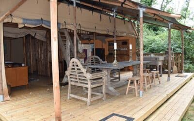 Safari tent Norfolk Brickyard Glamping deck