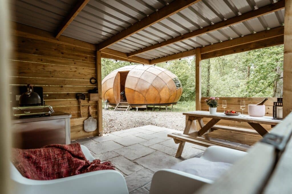 Inside a unique cabin at Honeydown