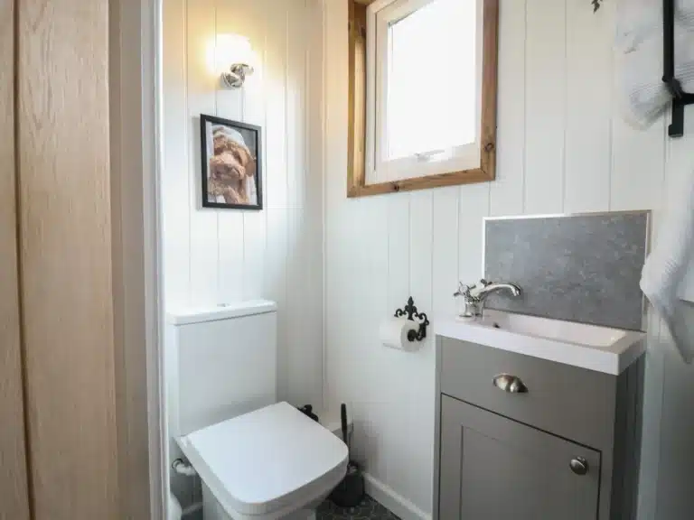 Bathroom in a Shepherds Hut at Lodeside Glamping Cambridgeshire