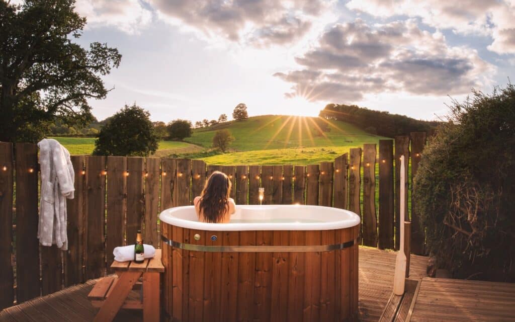 Hot Tub at The Shepherds Hut Retreat Somerset