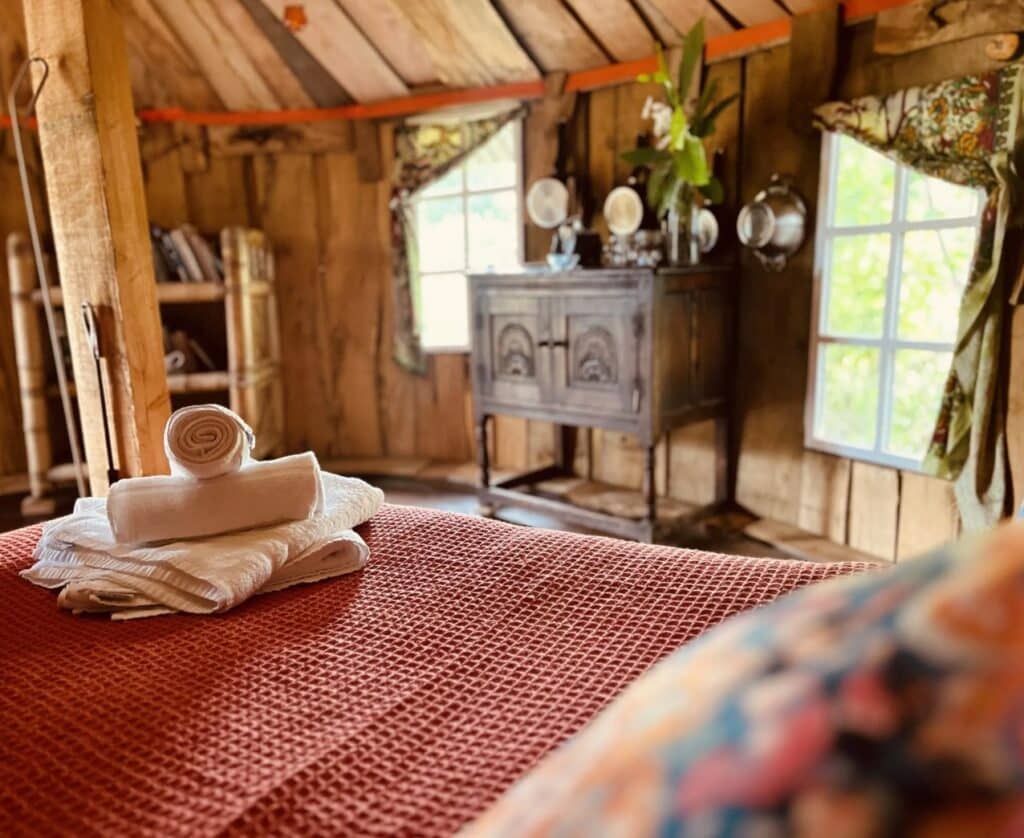 Inside a Glamping Cabin Mill Valley Yurts Cornwall