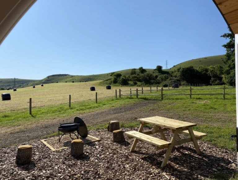 Picnic table in The South Downs at Foot of The Downs