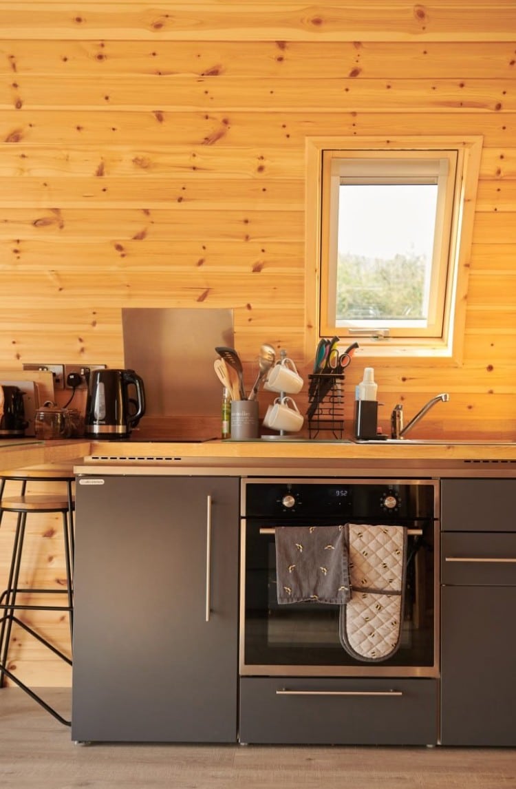 Kitchen in a Glamping Pod in The South Downs at Foot of The Downs
