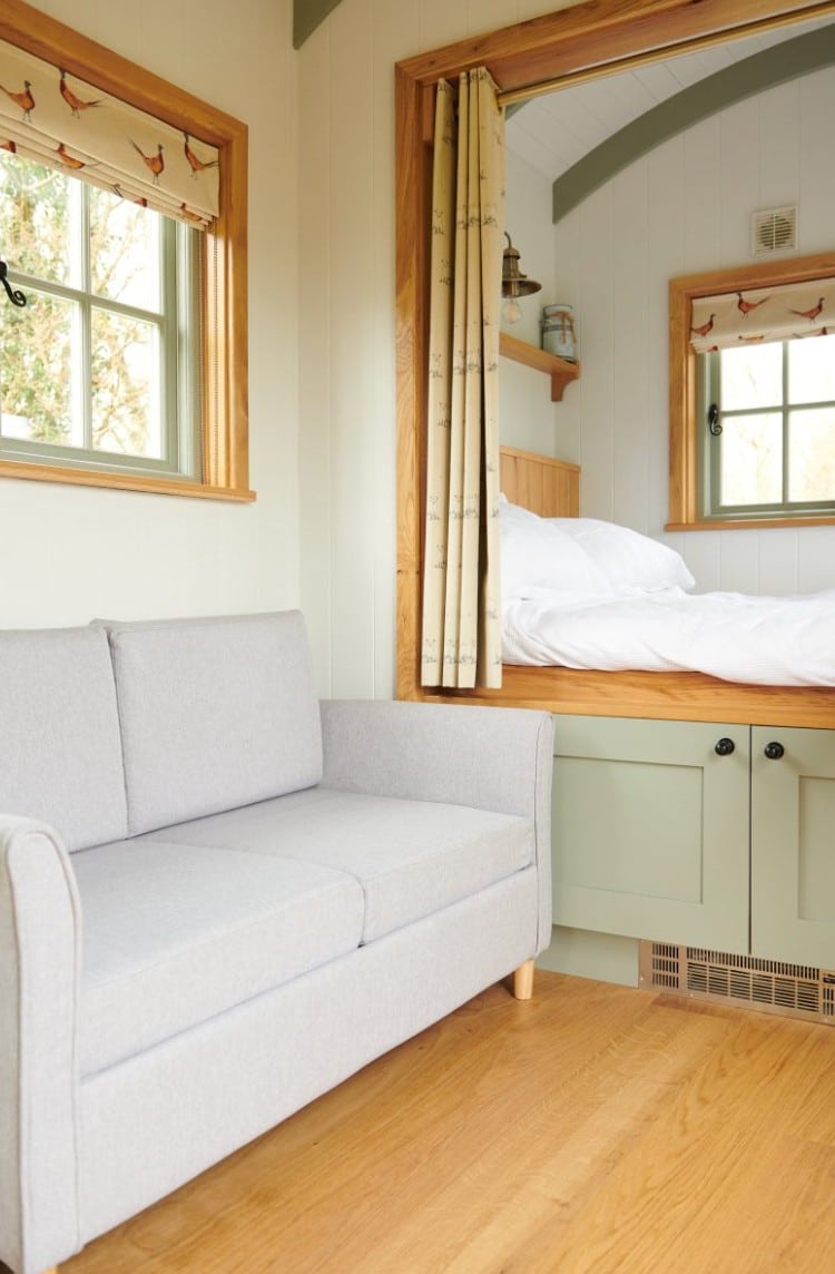 Shepherds Hut interior in The South Downs at Foot of The Downs
