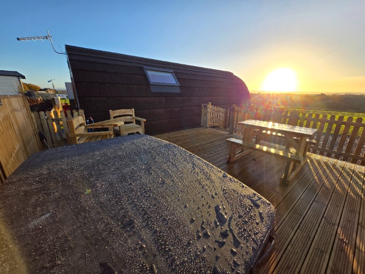 Hot Tub at Alpaca Glamping Pod at Welltrough Farm Cheshire