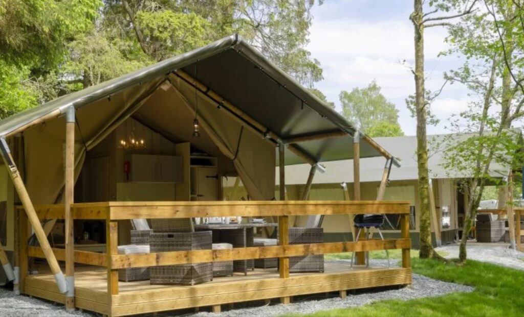 Exterior of safari tent Skelwith Fold Park Ambleside