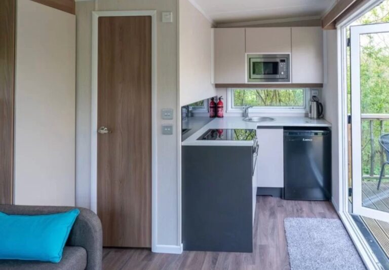 Kitchen in Glamping Cabin at Skelwith Fold Park Ambleside