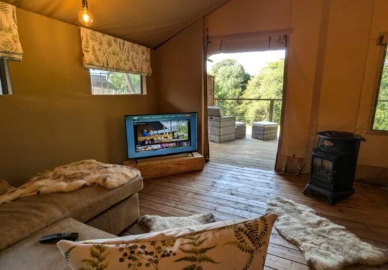 inside safari tent Skelwith Fold Park Ambleside