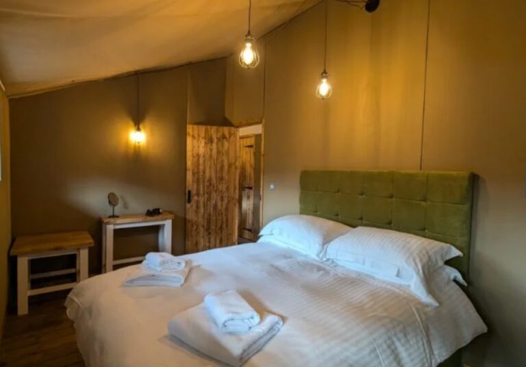 Bedroom in safari tent Skelwith Fold Park Ambleside