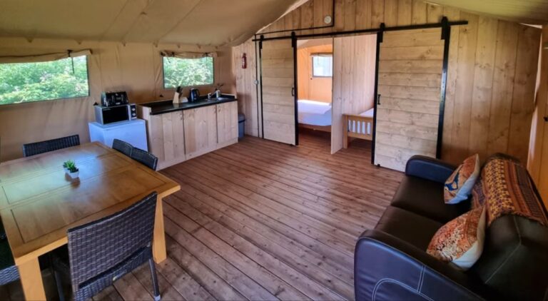 Inside a Safari Tent at Widemouth Bay Bude Cornwall
