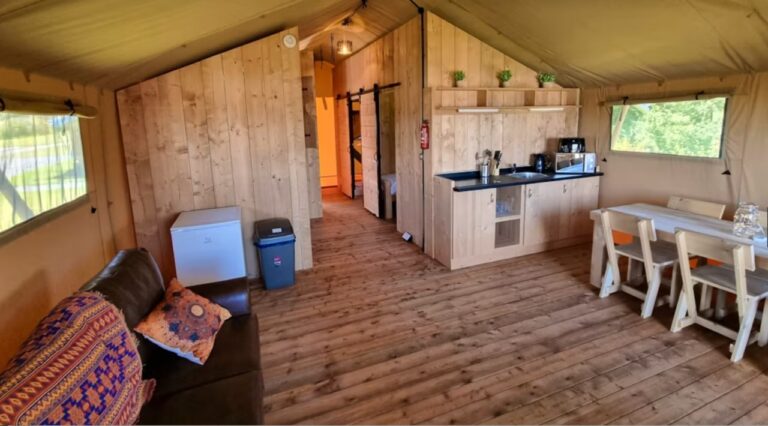 Kitchen in Safari Tent at Widemouth Bay Bude Cornwall
