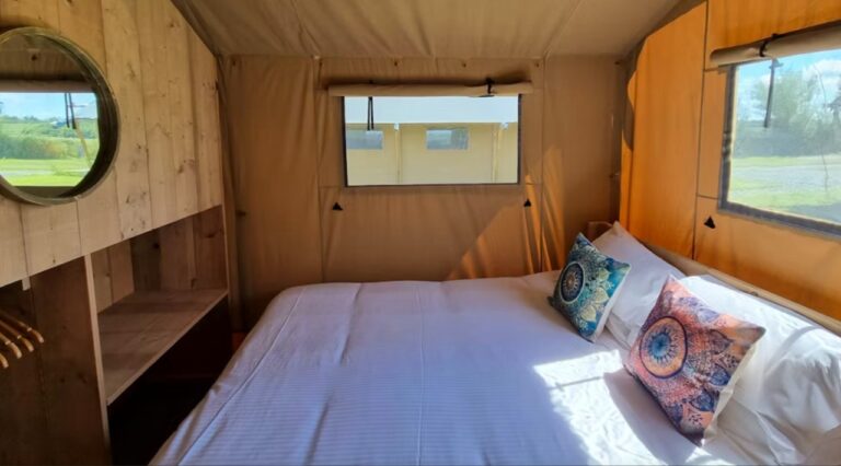 Bedroom in Safari Tent at Widemouth Bay Bude Cornwall
