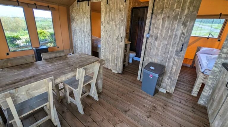 Dining room at Safari Tent at Widemouth Bay Bude Cornwall