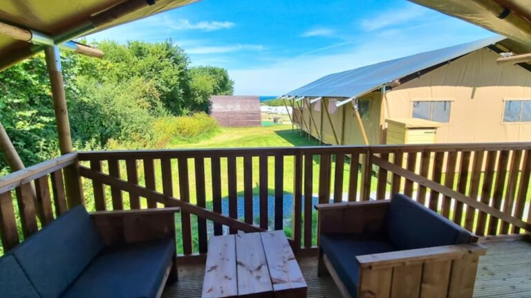 Deck at Safari Tent at Widemouth Bay Bude Cornwall