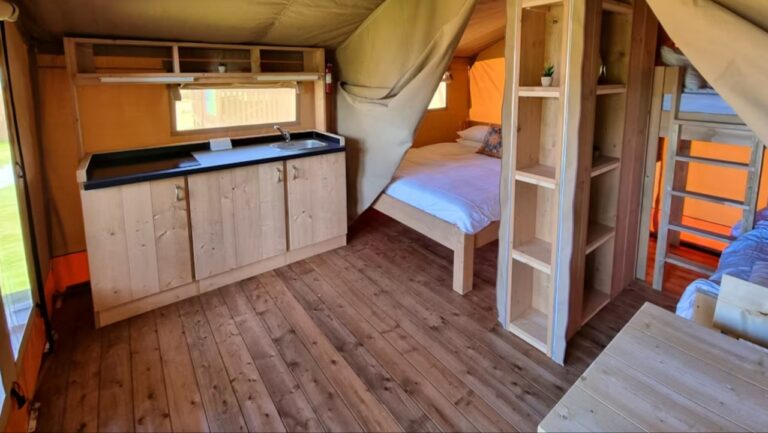 Inside a Safari Tent at Widemouth Bay Bude Cornwall