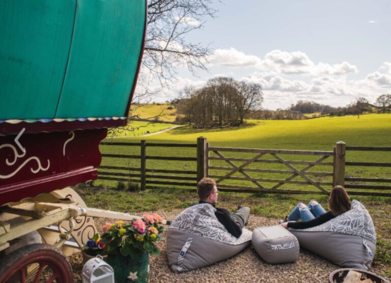 Views outside Retro Vintage Gypsy Caravan Hoe Grange Holidays Derbyshire