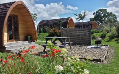 Glamping Pod exteriors at Notgrove Holidays The Cotswolds