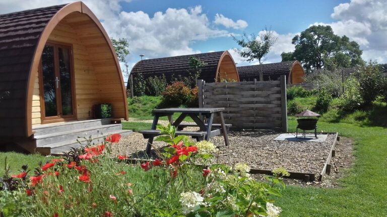 Glamping Pod exteriors at Notgrove Holidays The Cotswolds