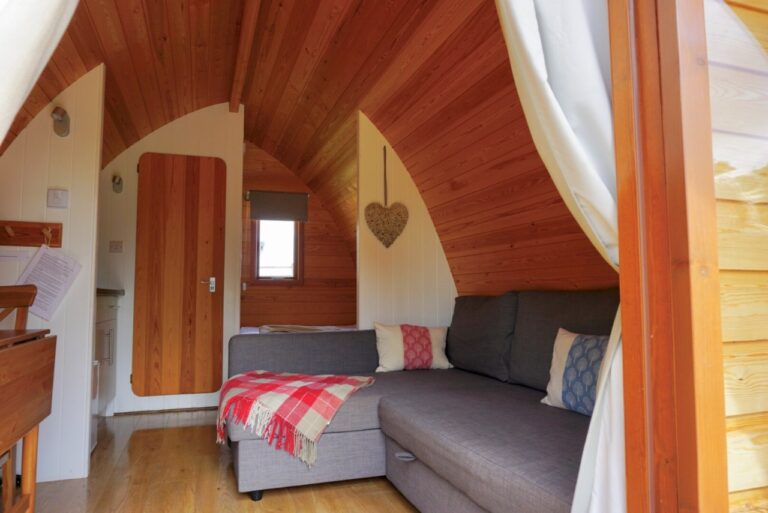 Inside a glamping pod at Notgrove Holidays The Cotswolds