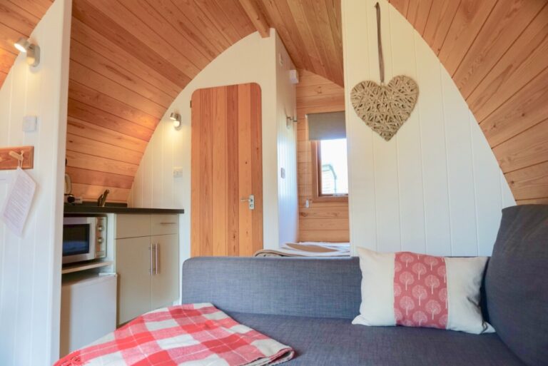 Inside a unique glamping pod at Notgrove Holidays The Cotswolds