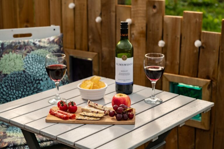 wine and cheese at Hoe Grange Holidays Derbyshire