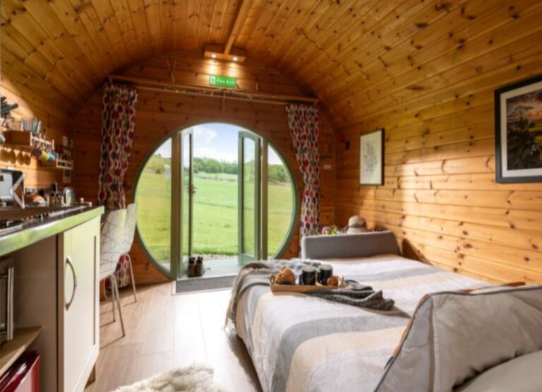 Inside a pod at Hoe Grange Holidays Derbyshire and The Peak District