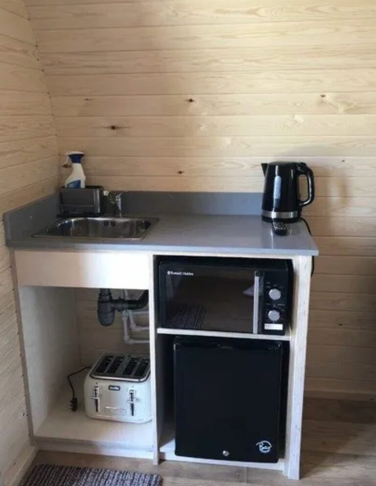 kitchen area in a glamping Pod at Stackstead Farm Glamping North Yorkshire