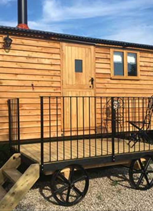 Exterior of Shepherds Hut at Stackstead Farm Glamping North Yorkshire