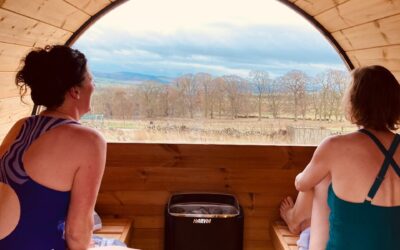 View from sauna at Airhouses Glamping in Scotland