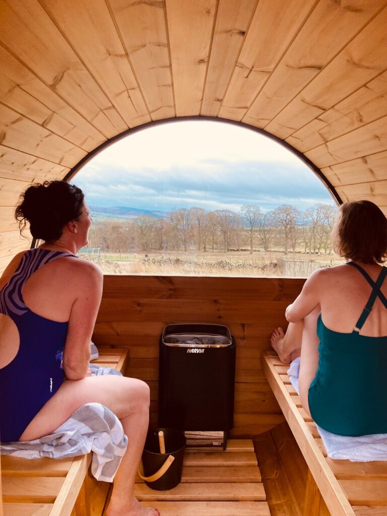View from sauna at Airhouses Glamping in Scotland