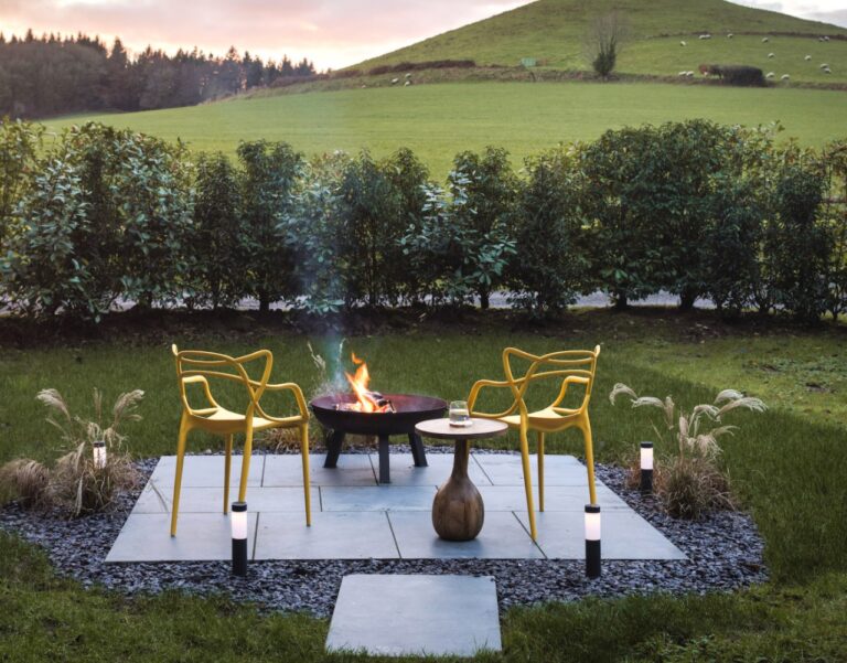 Patio with seating at Treehouse at Hinton Hideaways Somerset