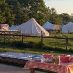 Lathe Barn Furnished Bell Tents at Fallow Fields in Kent