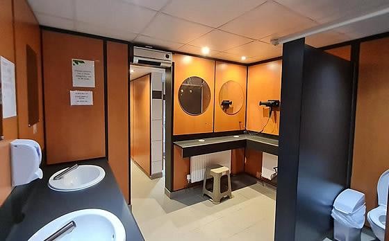 Modern shower block at Looe Country Park Cornwall