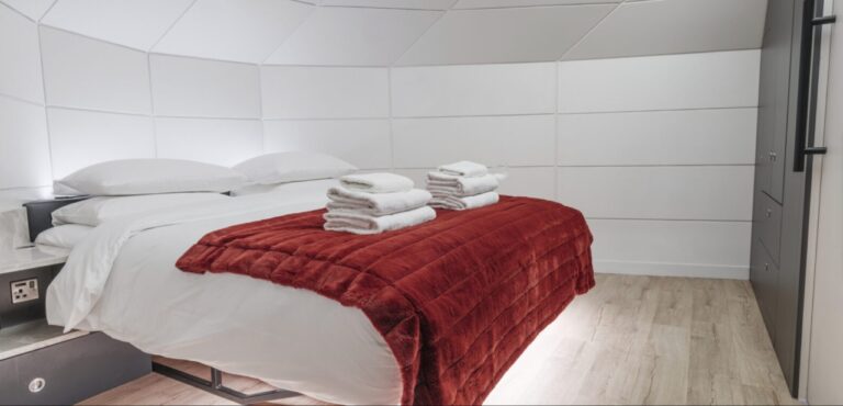 Bedroom in a glamping pod at Murrayshall Estate Perthshire Scotland