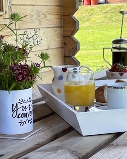 Breakfast tray at Animals at Oaktree Lane Farm Devon