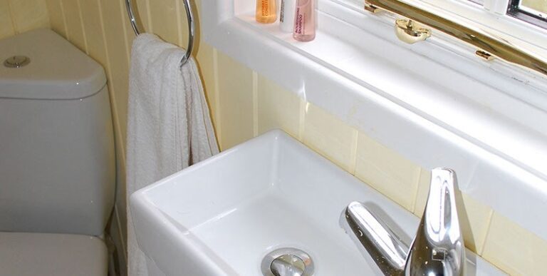 Sink in bathroom at To Rest A While GlampingSomerset