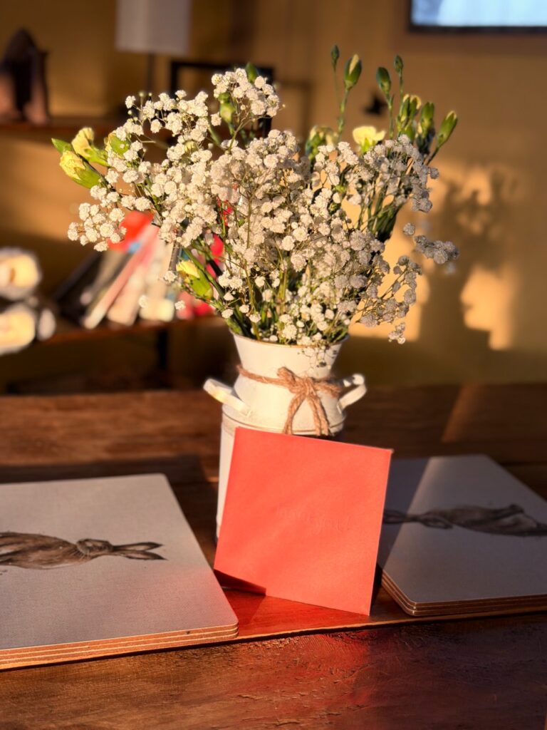 Welcome card at Village Farm Hideaway Leicestershire