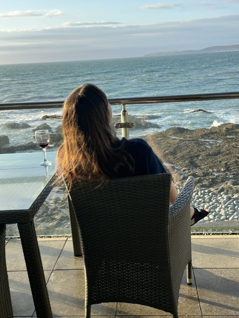 looking out to the Atlantic from a balcony in westward ho! devon